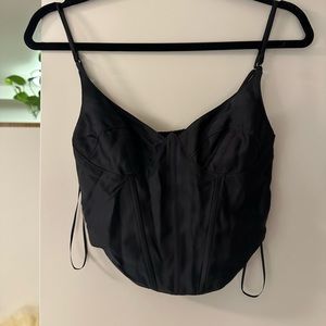 Urban black satin corset top